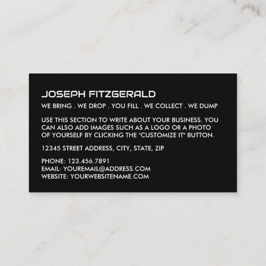 Red Skip、Skip/Dumpster会社 名刺 (裏面)