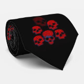 Red Skulls Black Halloween Goth Tie ネクタイ (ロール)