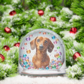 RED SMOOTH COAT DACHSHUND SNOW GLOBE (クリスマス)