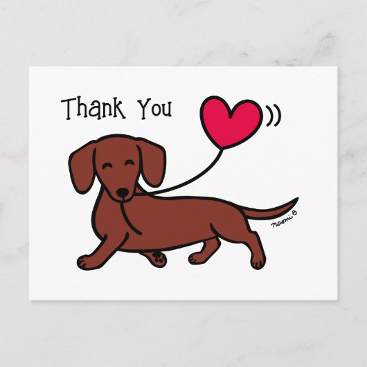 Red Smooth Haired Dachshund Smiling Thank You ポストカード (正面)