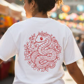 Red Snake Zodiac Japanese Art Shirt Tシャツ