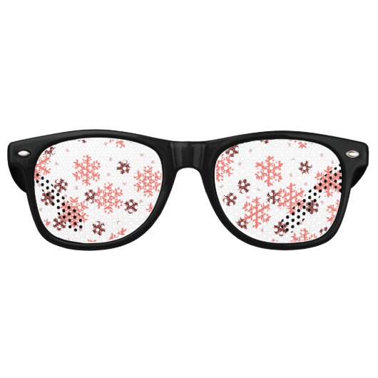 Red snow flakes Christmas pattern snow pattern des レトロサングラス (正面)