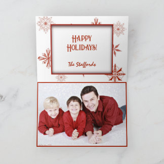 Red Snow on White Canvas Design Christmas Card サンキューカード