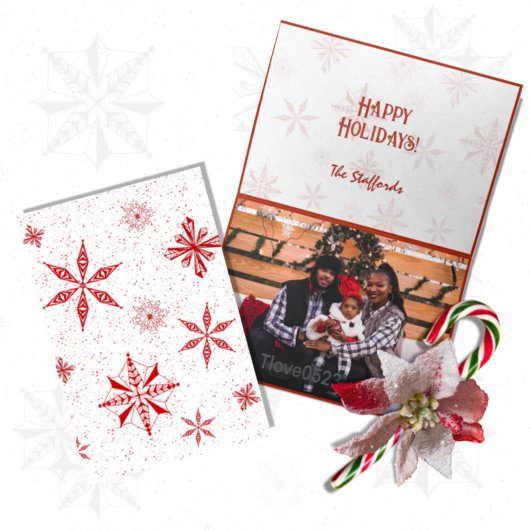 Red Snow on White Canvas Design Christmas Card サンキューカード