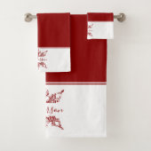 Red snowflake personalized bath towel set バスタオルセット (インサイチュ)