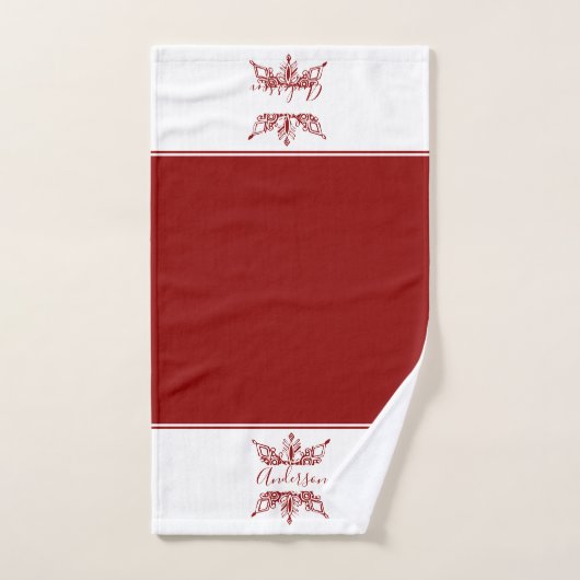 Red snowflake personalized bath towel set バスタオルセット (ハンドタオル)