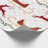 Red Snowflake & Reindeer Wrapping Paper | Festive ラッピングペーパー (角)