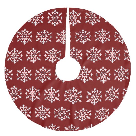 Red Snowflake Tree Skirt ブラッシュドポリエステルツリースカート (正面)