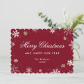 Red Snowflake Watercolor Botanical  シーズンカード (スタンド正面)