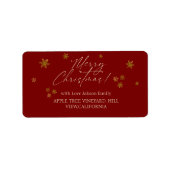 Red Snowflakes Merry Christmas ラベル (正面)