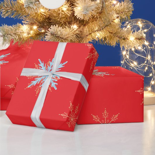 Red Snowflakes Merry Christmas Script with 2026 Wr ラッピングペーパー (クリスマス)