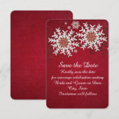 Red Snowflakes Swirls日付を保存 セーブザデート (正面/裏面)