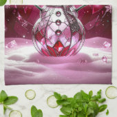 Red Snowman Snowflakes Holiday Kitchen Towel キッチンタオル (折り畳み)