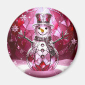 Red Snowman Snowflakes Holiday Magnet マグネット (正面)