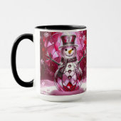 Red Snowman Snowflakes Holiday Mug マグカップ (左)