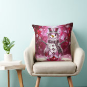 Red Snowman Snowflakes Holiday Throw Pillow クッション (椅子)