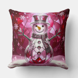 Red Snowman Snowflakes Holiday Throw Pillow クッション