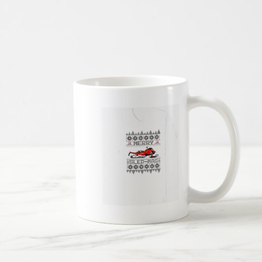 Red Snowmobile Holiday Sweater Merry Sledmas Ugly  コーヒーマグカップ (右)