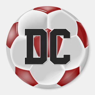 Red Soccer Ball Custom Player Number/Letter Sports マグネット