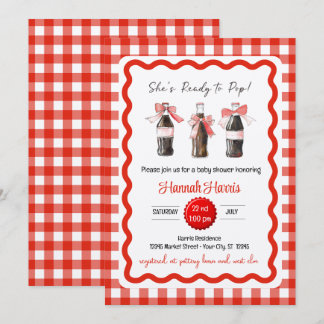 Red Soda Baby Ready to POP Baby Shower  招待状