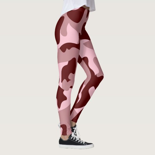 Red Soft Rose Wine Camouflage Leggings レギンス (右)