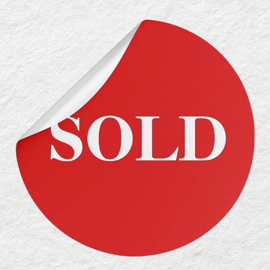 Red SOLD Label Bold Business Sticker ラウンドシール