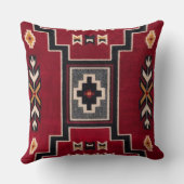 Red Southwestern Geometric Bold Black, Cream & Gol クッション (裏面)