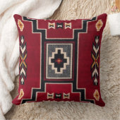 Red Southwestern Geometric Bold Black, Cream & Gol クッション (ブランケット)