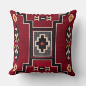 Red Southwestern Geometric Bold Black, Cream & Gol クッション (正面)