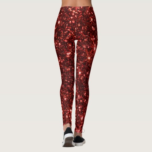 Red Sparkle Glitter Christmas Leggings レギンス (裏面)