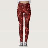 Red Sparkle Glitter Christmas Leggings レギンス (正面)