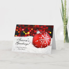 Red Sparkle Imprinted Businessクリスマスカード シーズンカード