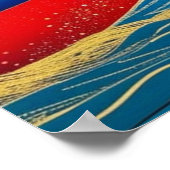 Red Sparkle Waveポスター ポスター (角)