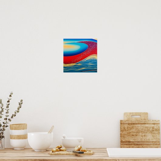 Red Sparkle Waveポスター ポスター (キッチン)