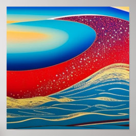 Red Sparkle Waveポスター ポスター