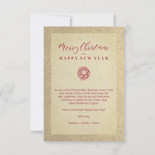 Red Sparkles Snowflakes Christmas Family Photo (裏面)