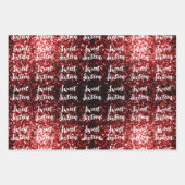 Red sparkles Sweet 16スクリプトパターン ラッピングペーパーシート (正面)