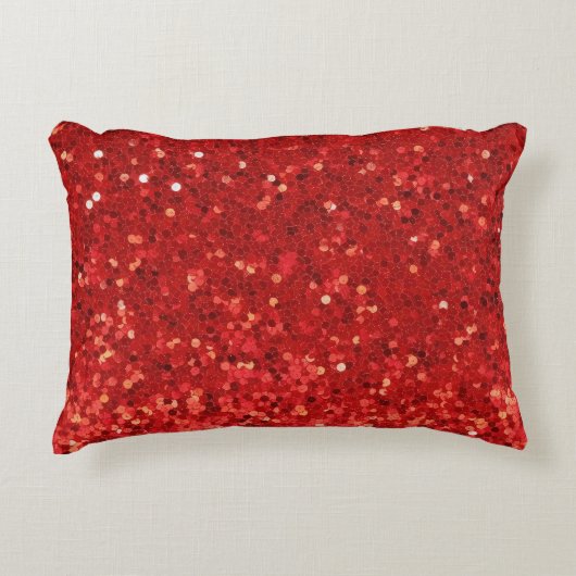 Red sparkling glitter pattern アクセントクッション (正面)