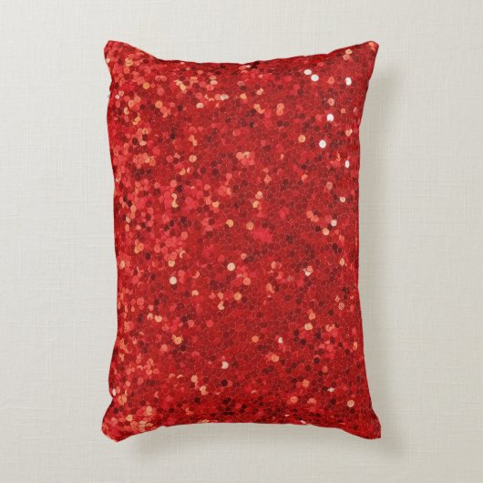 Red sparkling glitter pattern アクセントクッション (正面(垂直))