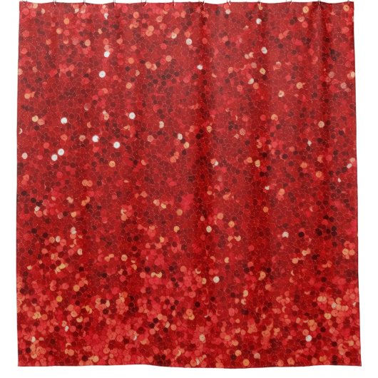 Red sparkling glitter pattern シャワーカーテン (正面)
