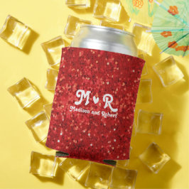 Red sparkling glitter pattern 缶クーラー