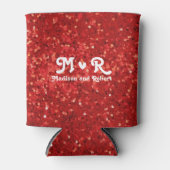 Red sparkling glitter pattern 缶クーラー (正面)