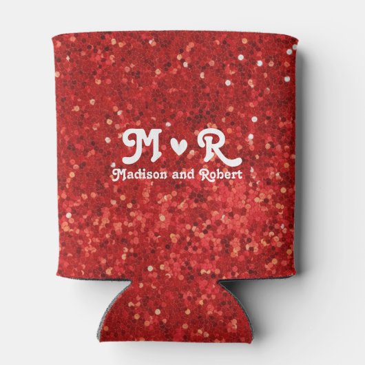 Red sparkling glitter pattern 缶クーラー (裏面)