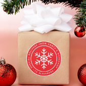 Red Special Delivery from Santa to Name Snowflake ラウンドシール