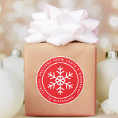 Red Special Delivery from Santa to Name Snowflake ラウンドシール