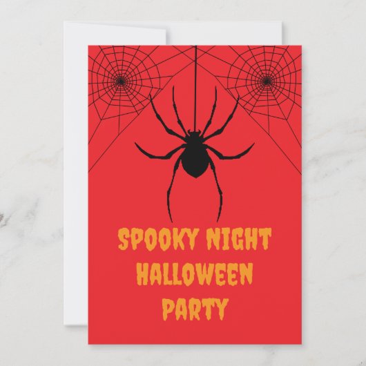 Red Spider Spooky Halloween Party Invitation (正面)