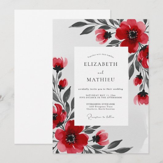 Red Splendid Winter Wedding 招待状 (正面/裏面)