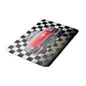 Red Sport's Car、金ゴールド名、B/W 市松模様に バスマット (アングル)