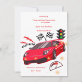 Red Sports Car Racing Theme Party Invite 招待状 (正面)