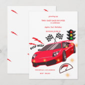 Red Sports Car Racing Theme Party Invite 招待状 (正面/裏面)